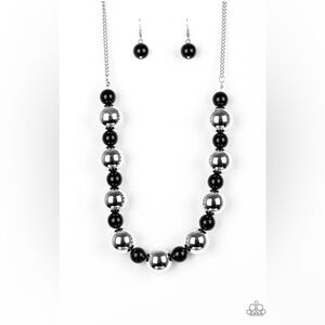 Elegant Black and Silver Beaded Necklace